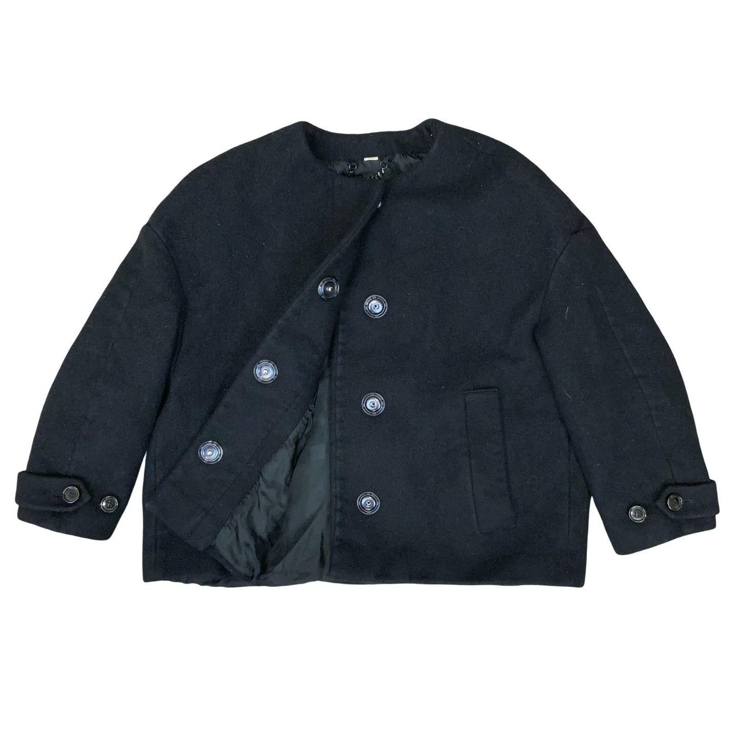 'Burberry London' Black Wool Cashmere Crop Formal Overcoat Blazer Jacket UK 8