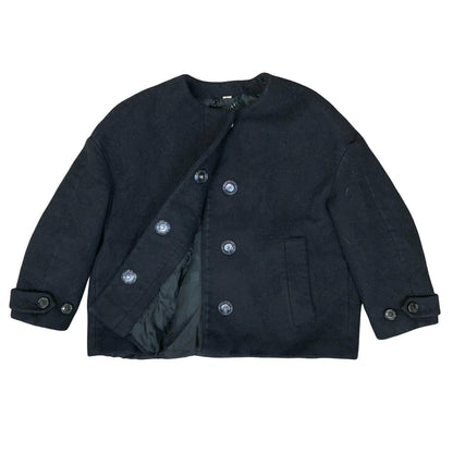 'Burberry London' Black Wool Cashmere Crop Formal Overcoat Blazer Jacket UK 8