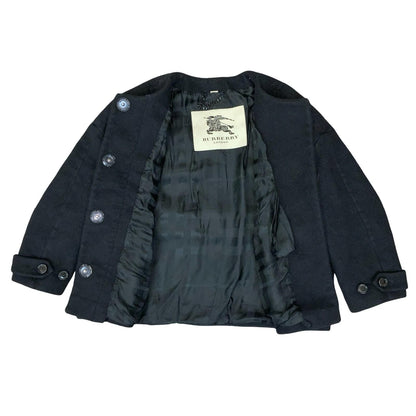 'Burberry London' Black Wool Cashmere Crop Formal Overcoat Blazer Jacket UK 8