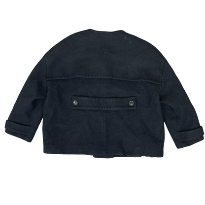 'Burberry London' Black Wool Cashmere Crop Formal Overcoat Blazer Jacket UK 8