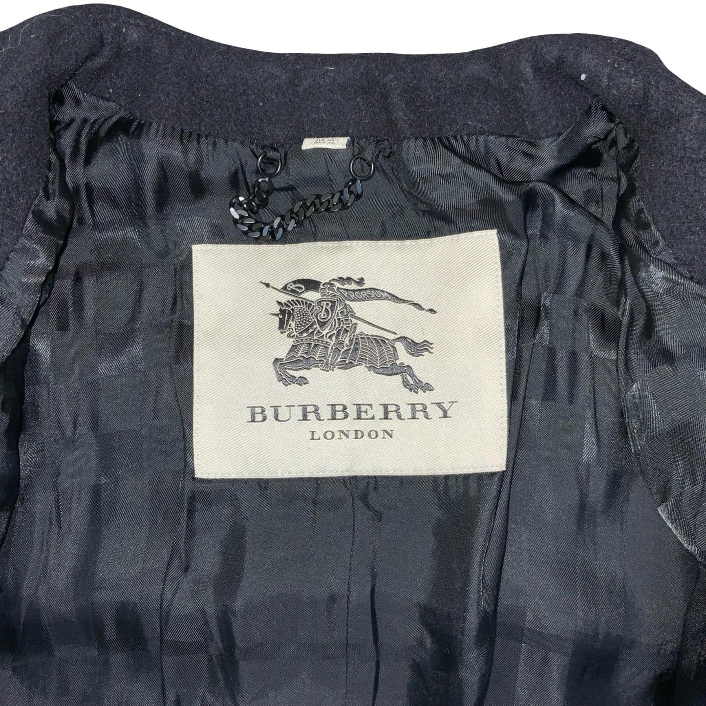 'Burberry London' Black Wool Cashmere Crop Formal Overcoat Blazer Jacket UK 8