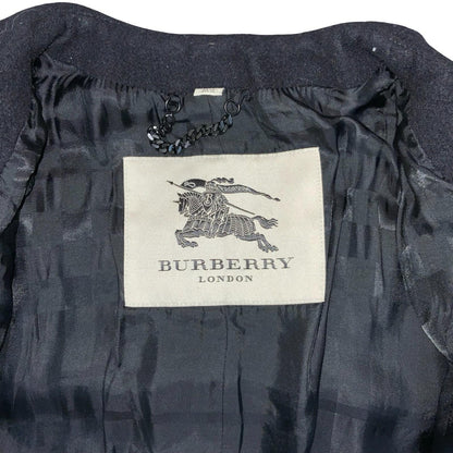 'Burberry London' Black Wool Cashmere Crop Formal Overcoat Blazer Jacket UK 8