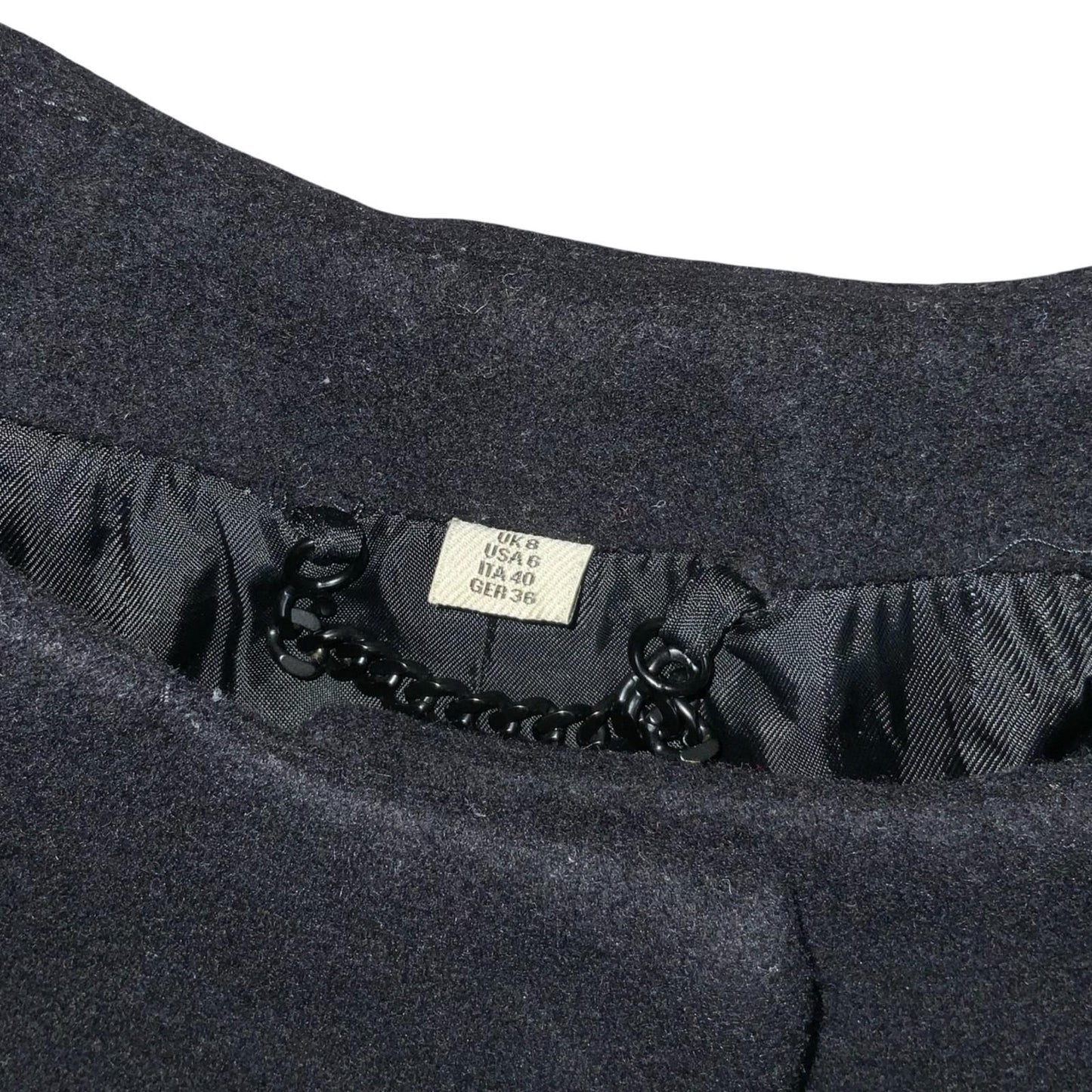 'Burberry London' Black Wool Cashmere Crop Formal Overcoat Blazer Jacket UK 8