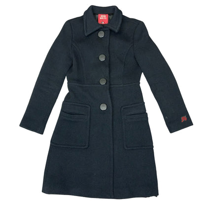 Vtg 'Miss Sixty' Black Italian Sharp Fit Petite Warm Wool Winter Long Coat UK 8