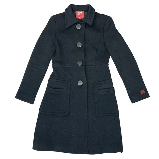 Vtg 'Miss Sixty' Black Italian Sharp Fit Petite Warm Wool Winter Long Coat UK 8