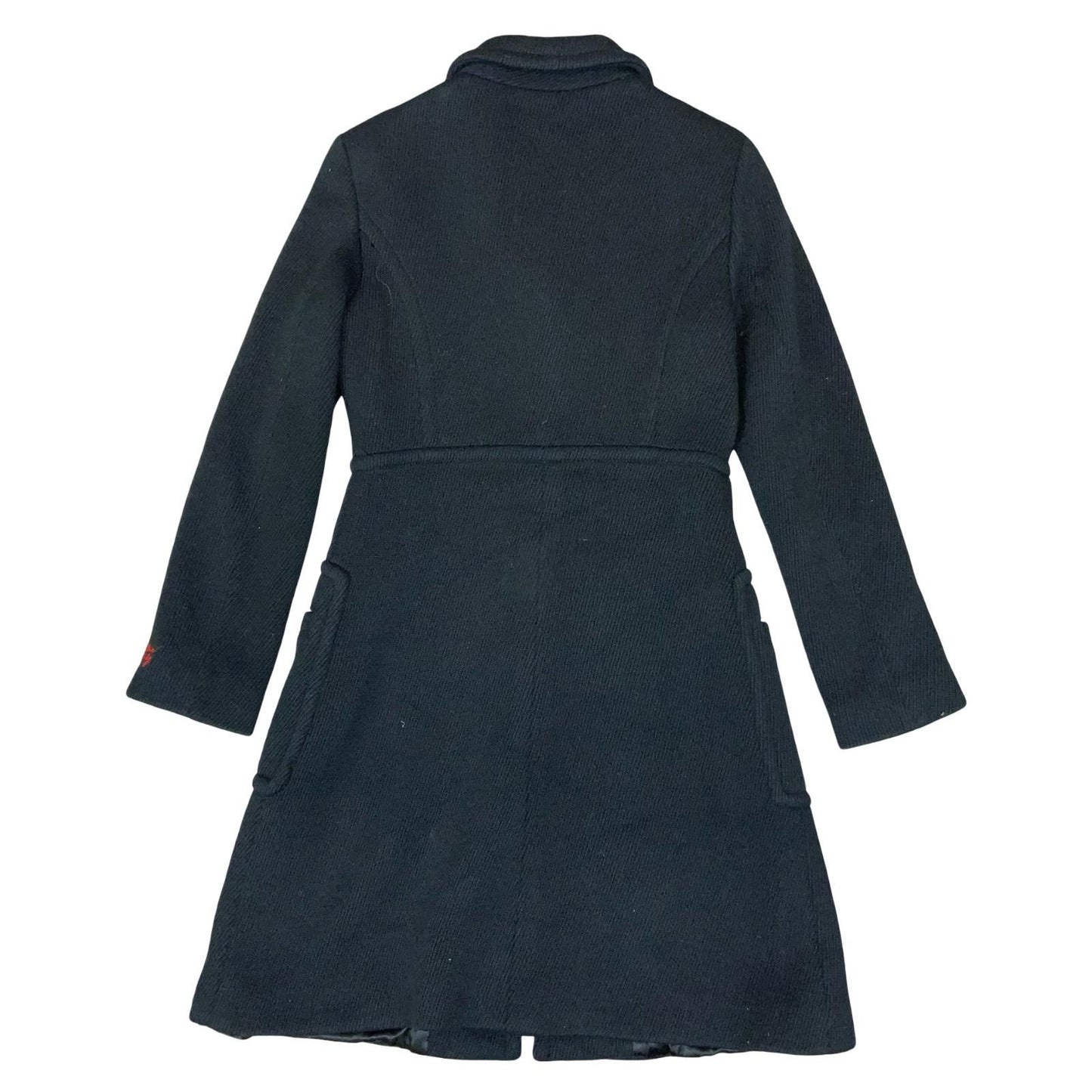 Vtg 'Miss Sixty' Black Italian Sharp Fit Petite Warm Wool Winter Long Coat UK 8