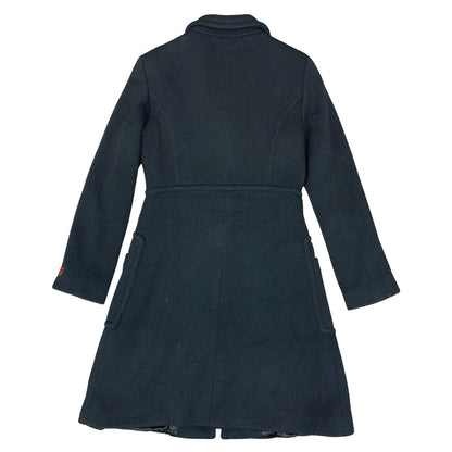 Vtg 'Miss Sixty' Black Italian Sharp Fit Petite Warm Wool Winter Long Coat UK 8