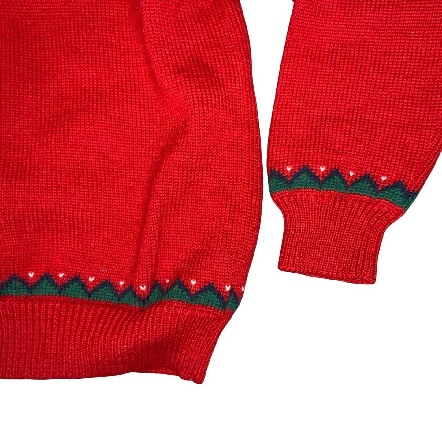 Vtg 'Familiar' Red Novelty Graphic Xmas Motif Scandi Wool Knit Cardigan UK 12