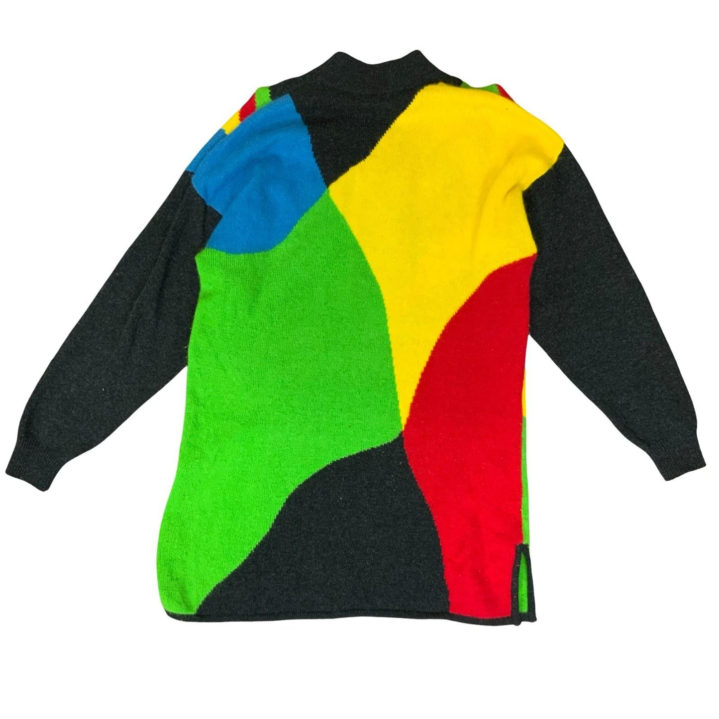 Vtg 'Betty Barclay' Black Colourful Geometric Watches Knitted Sweater M/L UK 12