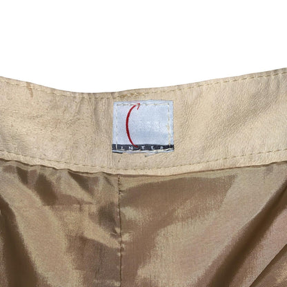 90s 'Class Inter' Cream Brown Suede Leather Animal Print High-Waist Shorts UK 16
