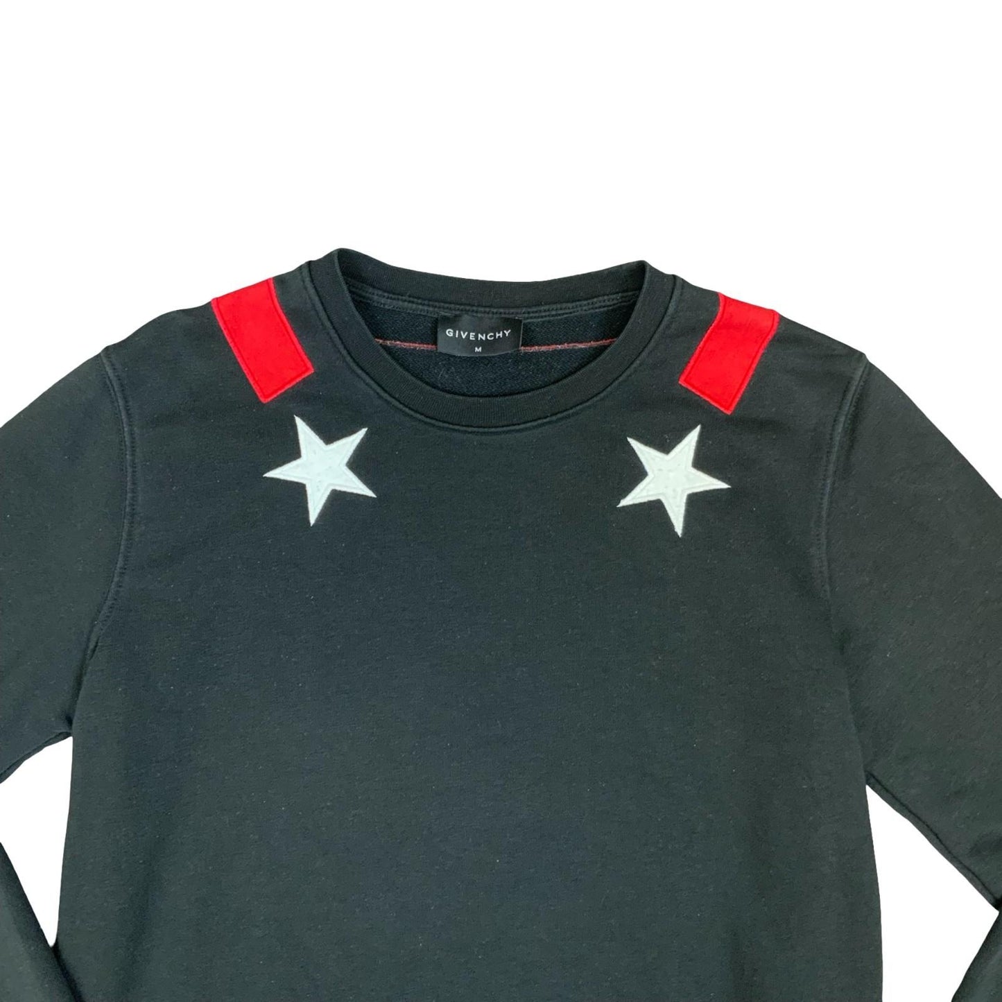 Y2K Black Givenchy Designer Embroidered Stars Crewneck Sweatshirt Medium