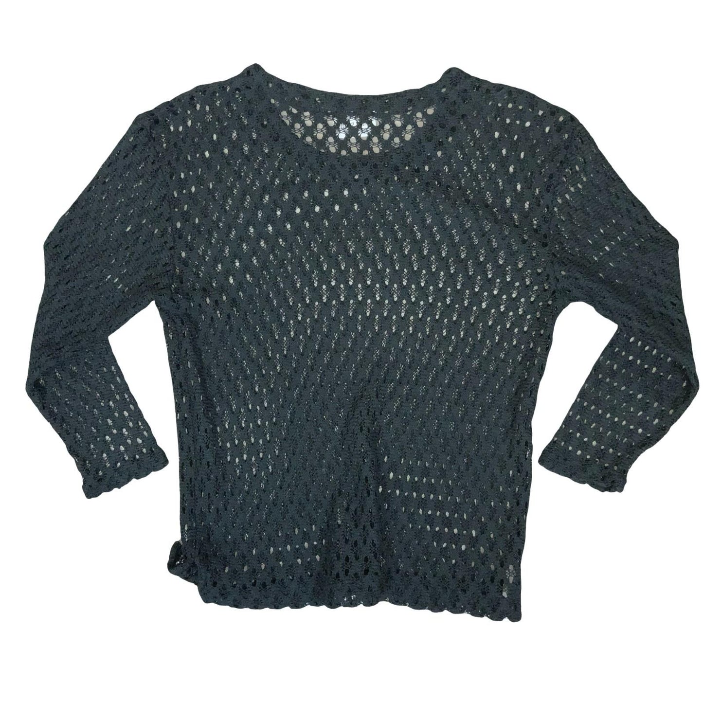 Vtg Just in Time Black Crochet Ladies Grunge Punk Hippy Knit Jumper Top M UK 12