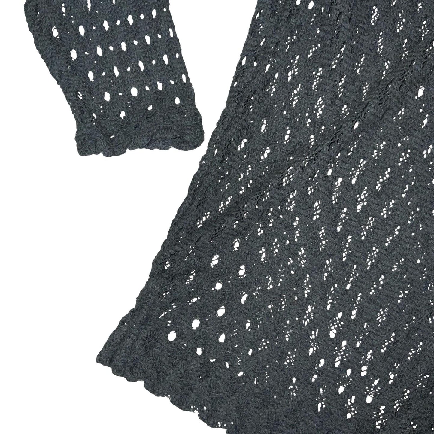 Vtg Just in Time Black Crochet Ladies Grunge Punk Hippy Knit Jumper Top M UK 12