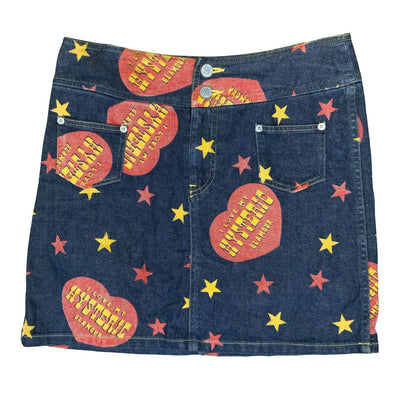 90s Y2K Hysteric Glamour Blue Red Western Mini Denim High-Waist Skirt UK 12