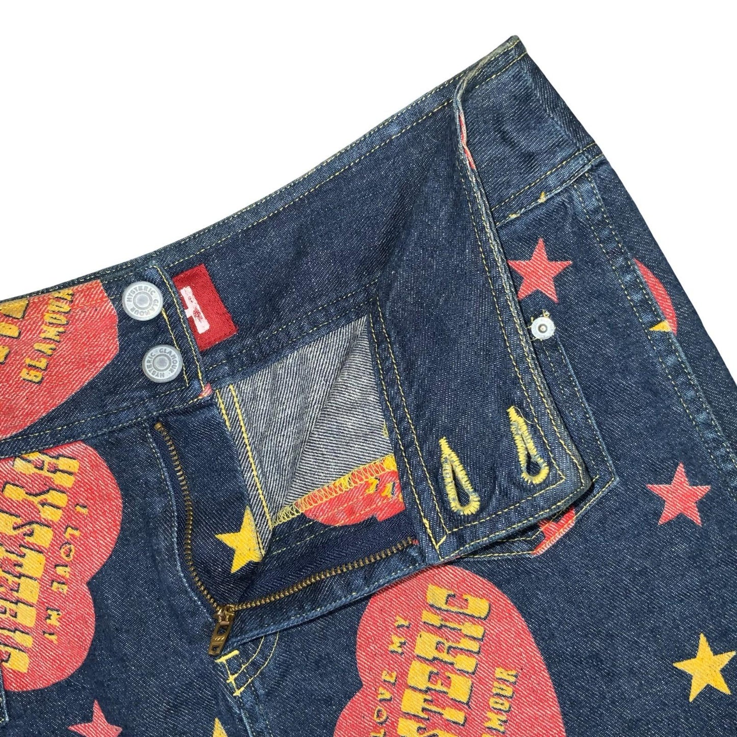 90s Y2K Hysteric Glamour Blue Red Western Mini Denim High-Waist Skirt UK 12