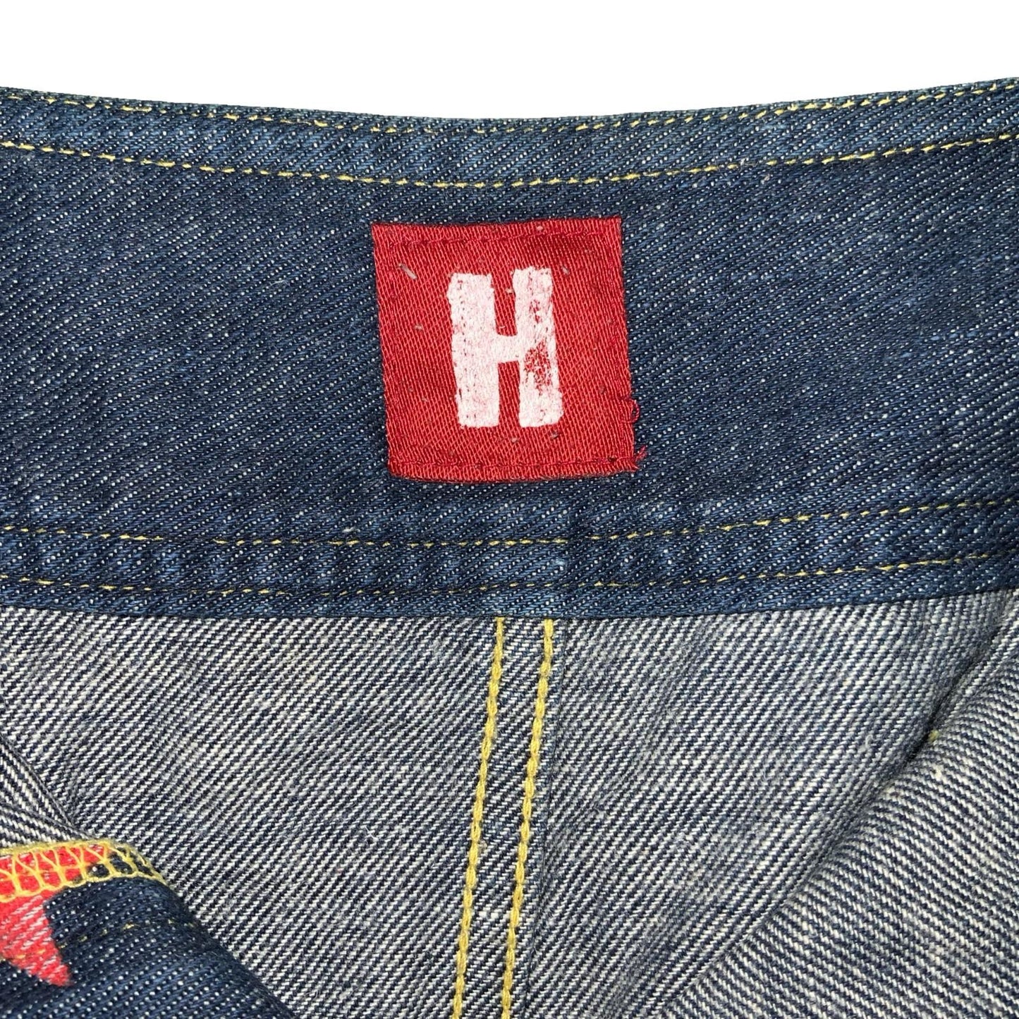 90s Y2K Hysteric Glamour Blue Red Western Mini Denim High-Waist Skirt UK 12