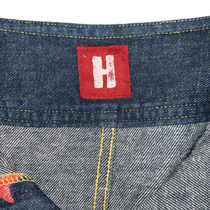 90s Y2K Hysteric Glamour Blue Red Western Mini Denim High-Waist Skirt UK 12