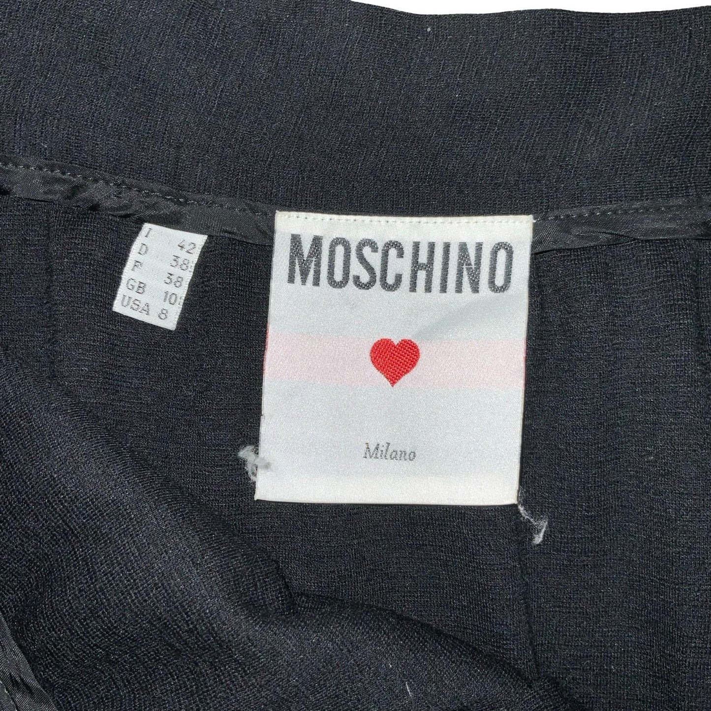 Vtg 90s Y2K Moschino Milano Black Red Rose Floral Tulle Tiered Skirt UK 8