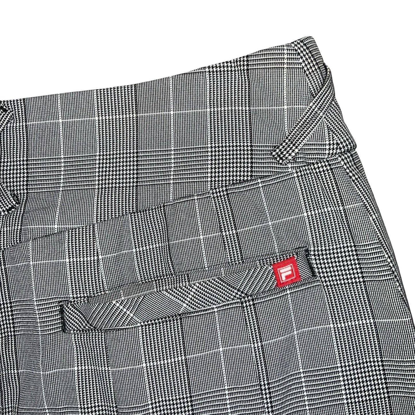 Vtg 90s Y2K Fila Golf Grey Black Check Tartan Pleated Mini Skirt UK 12