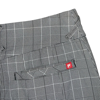 Vtg 90s Y2K Fila Golf Grey Black Check Tartan Pleated Mini Skirt UK 12