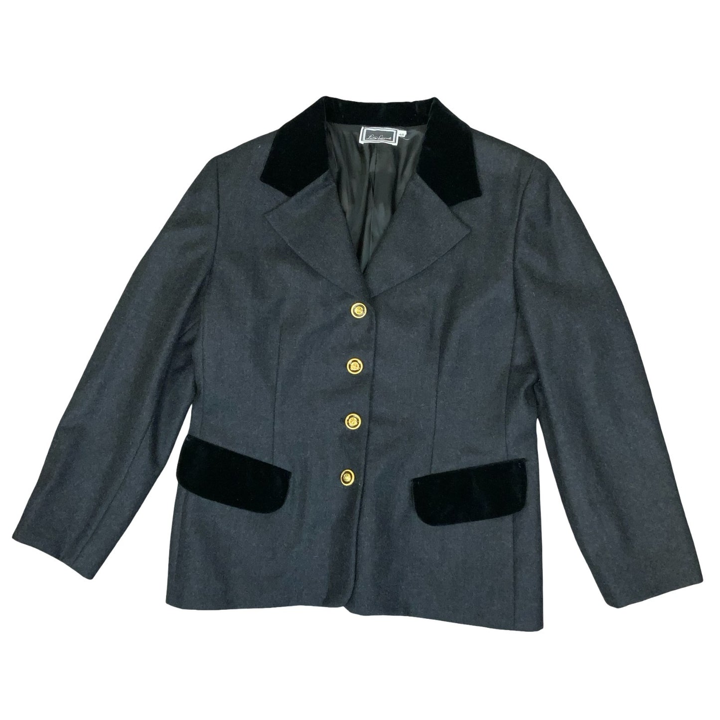 Vtg 90s 'Luisa Spangoli' Grey Tailored Wool Formal Blazer Jacket UK 12/14