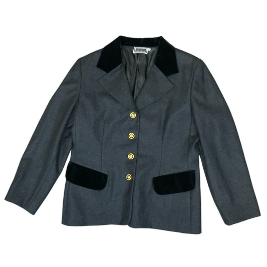 Vtg 90s 'Luisa Spangoli' Grey Tailored Wool Formal Blazer Jacket UK 12/14