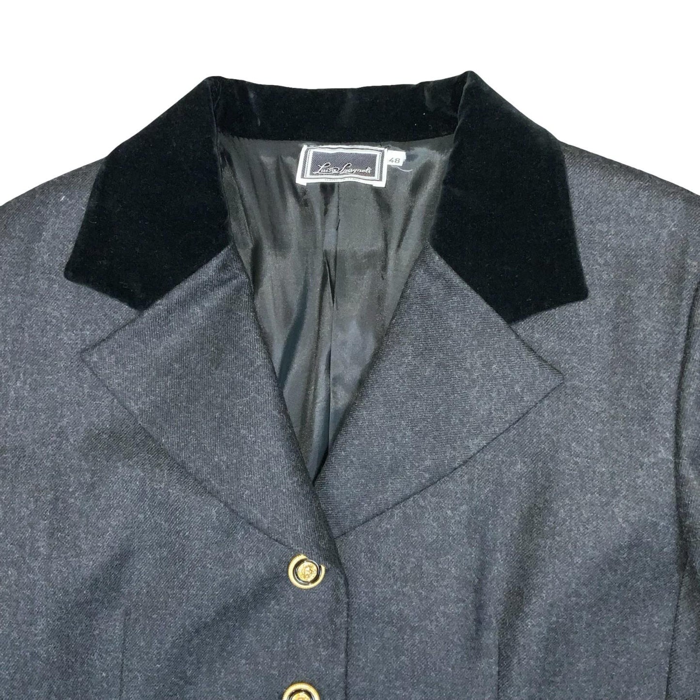 Vtg 90s 'Luisa Spangoli' Grey Tailored Wool Formal Blazer Jacket UK 12/14