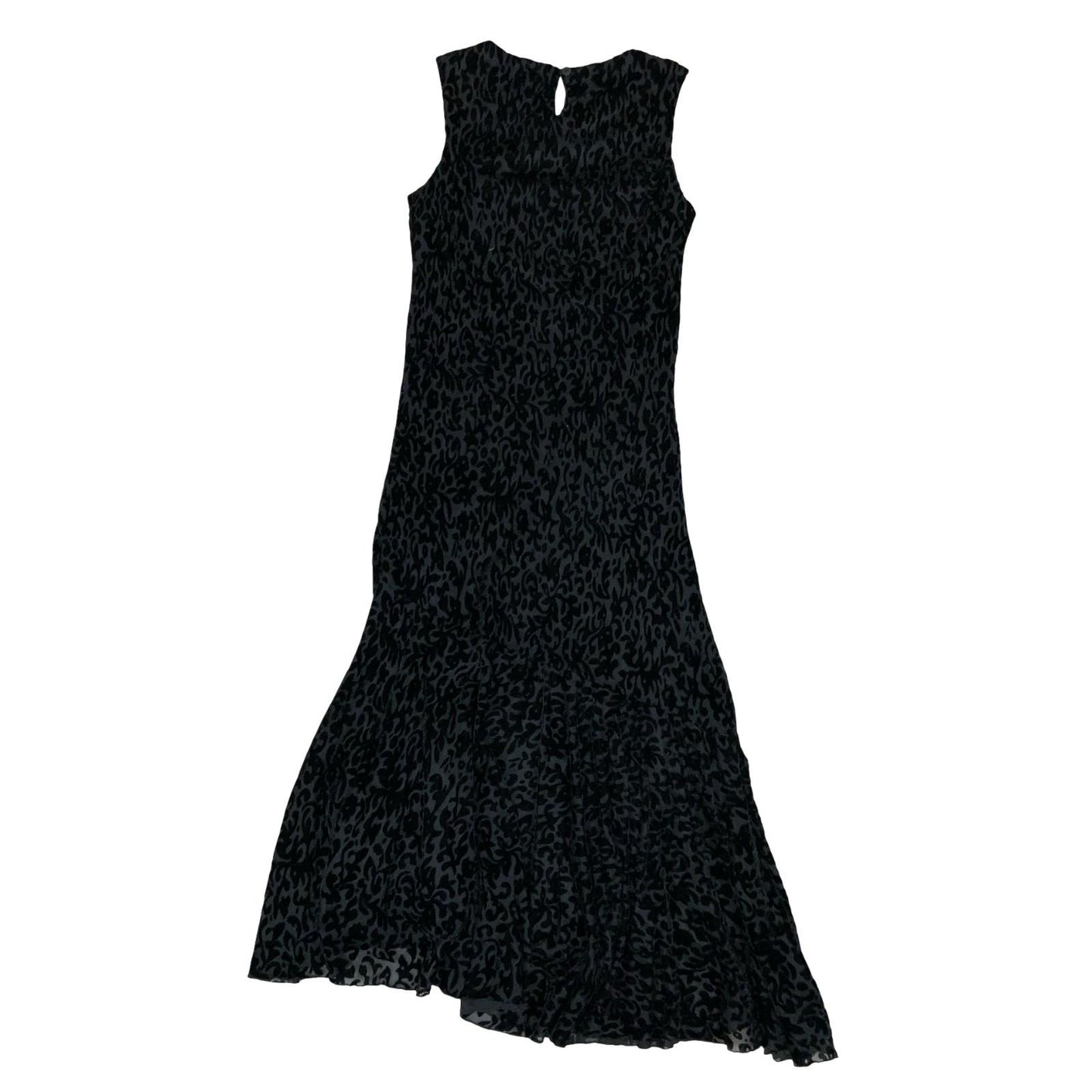 Vtg Ronni Nicole Black Velvet Leopard Print Party Evening Dress XS UK 4/6