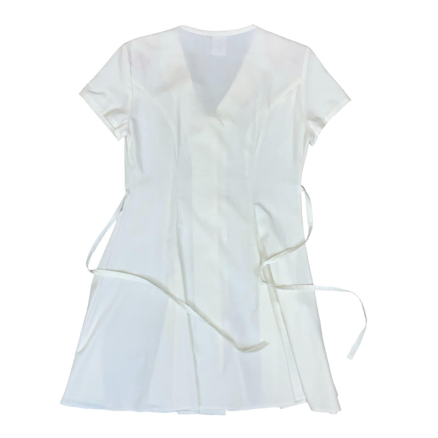 Vtg 90s Clock House White Button-Up A-line Mini Skater Party Dress M UK 12