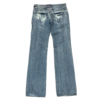 90s 'Miss Sixty' Blue Faded Distressed Straight Denim Jeans W30" L32" UK 10/12