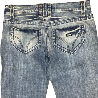 90s 'Miss Sixty' Blue Faded Distressed Straight Denim Jeans W30" L32" UK 10/12