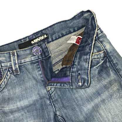 90s 'Miss Sixty' Blue Faded Distressed Straight Denim Jeans W30" L32" UK 10/12
