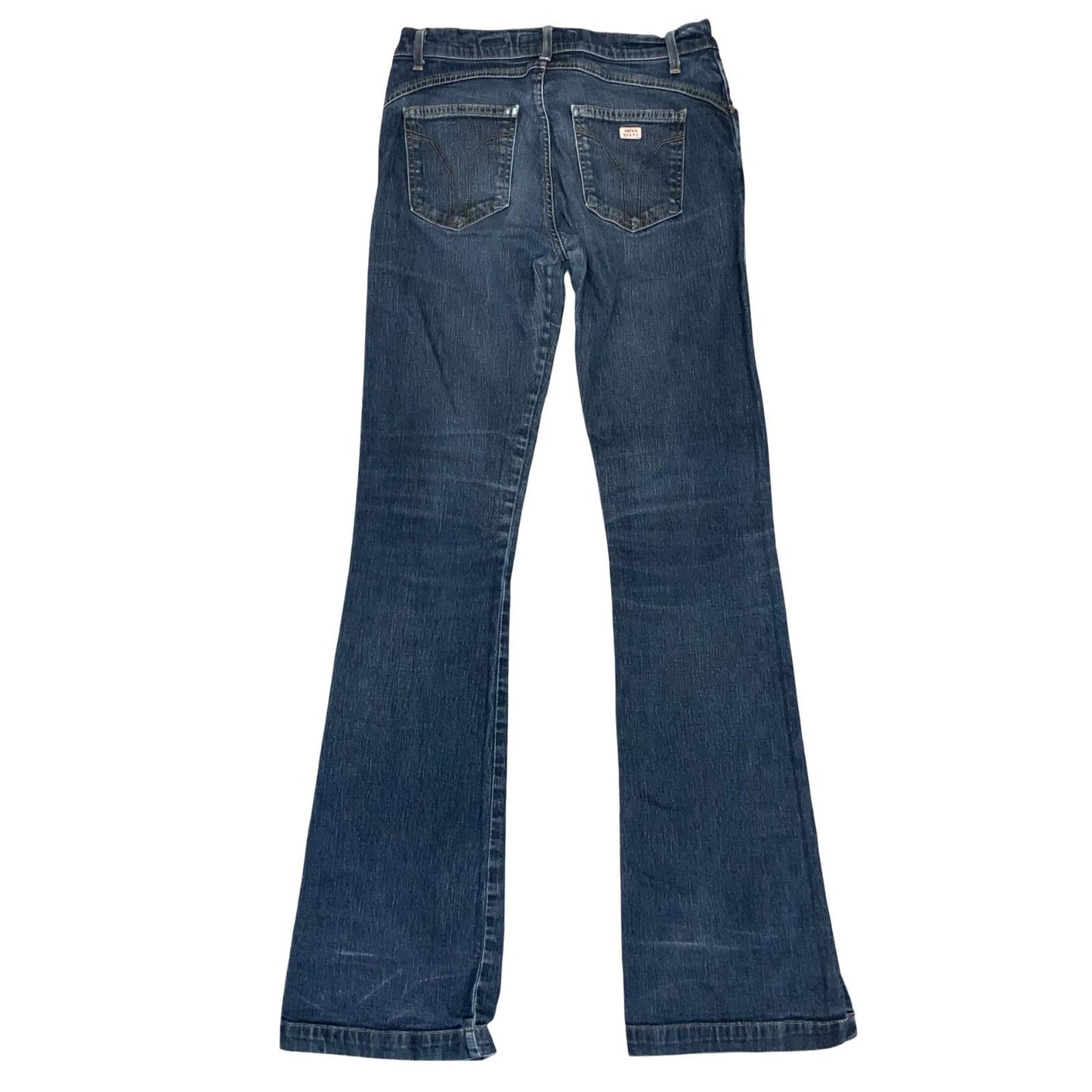 90s Y2K Miss Sixty Nikolas Blue Low-Rise Snap Button Flare Jeans W27" L31" UK 8