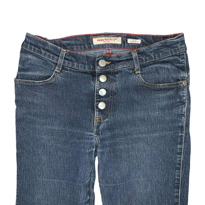 90s Y2K Miss Sixty Nikolas Blue Low-Rise Snap Button Flare Jeans W27" L31" UK 8