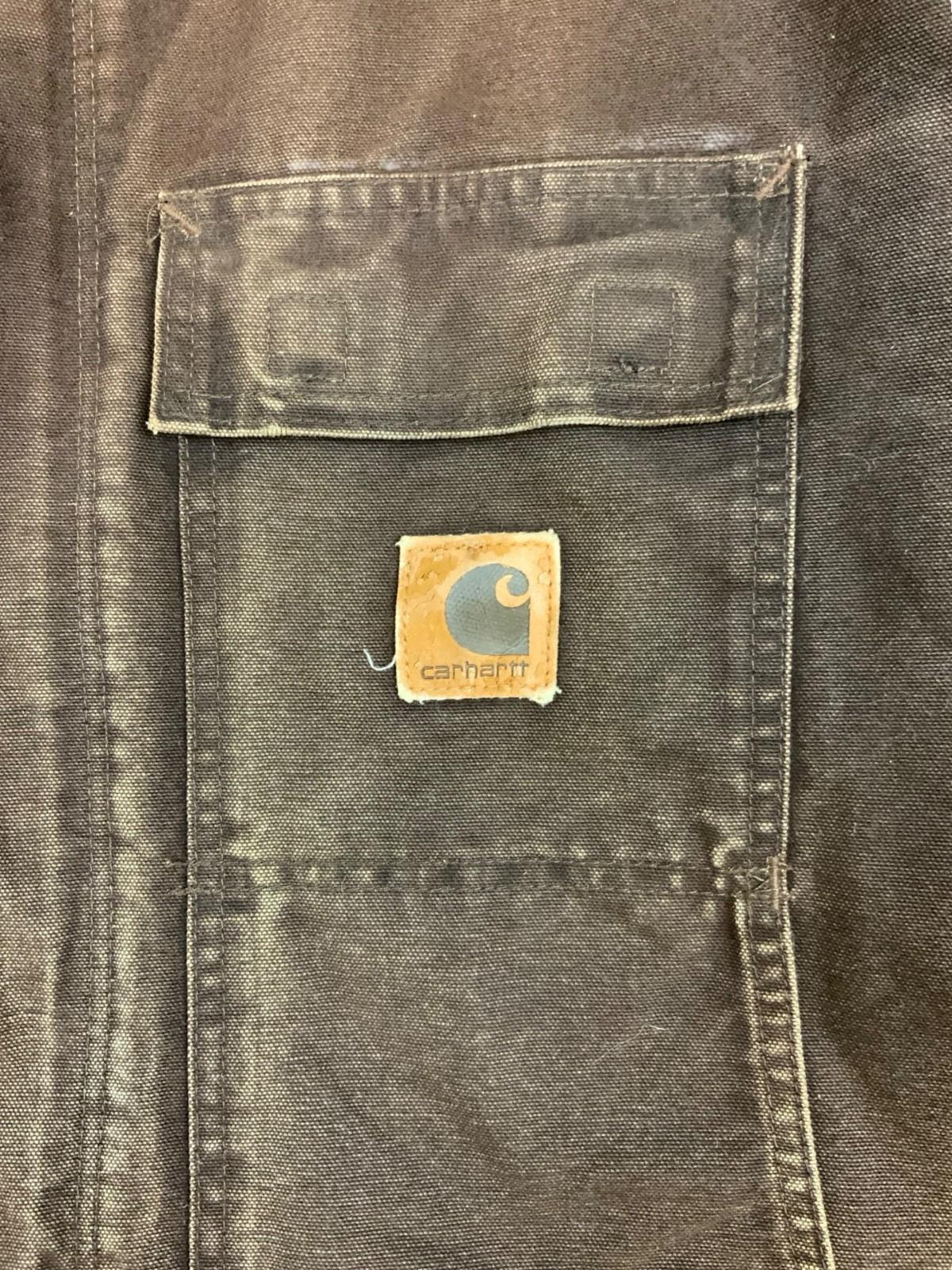 Vtg Carhartt Brown Duck Canvas Heavy Workwear Jacket Quilt Lined Distressed 4XL