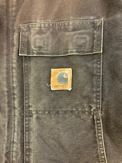 Vtg Carhartt Brown Duck Canvas Heavy Workwear Jacket Quilt Lined Distressed 4XL