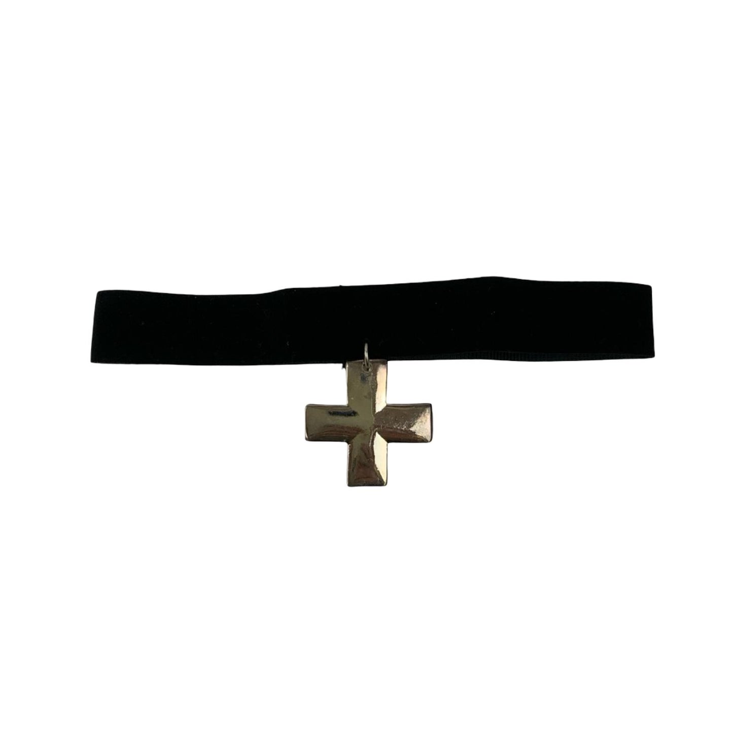 Vintage Deadstock 90s Y2K Silver Cross Choker