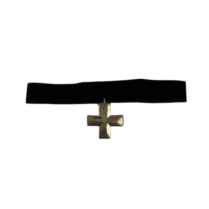 Vintage Deadstock 90s Y2K Silver Cross Choker