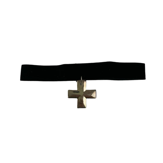Vintage Deadstock 90s Y2K Silver Cross Choker