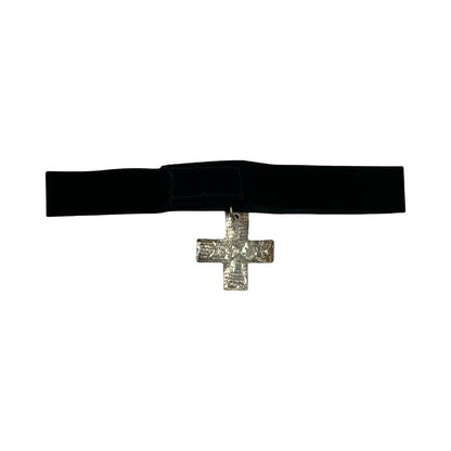 Vintage Deadstock 90s Y2K Silver Cross Choker