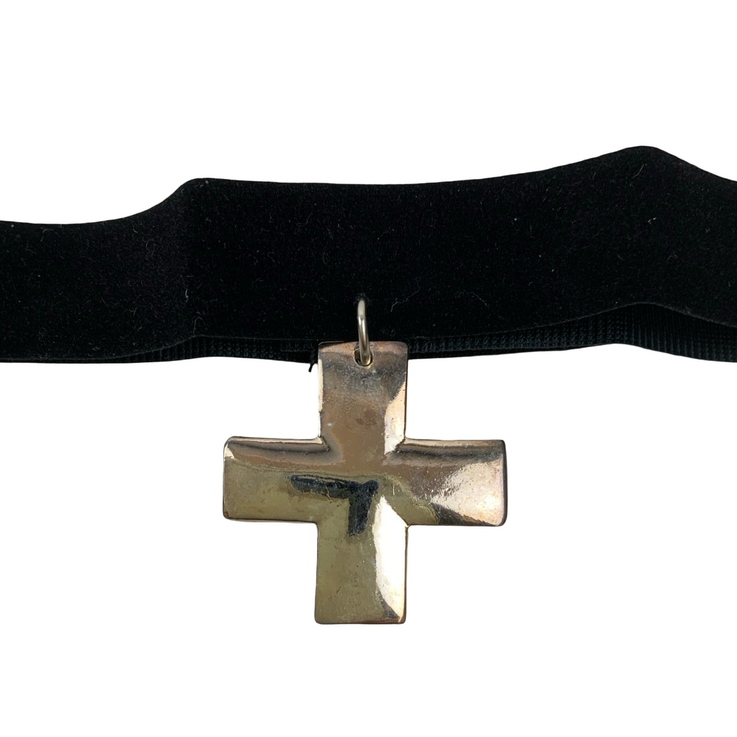 Vintage Deadstock 90s Y2K Silver Cross Choker