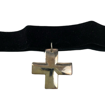 Vintage Deadstock 90s Y2K Silver Cross Choker