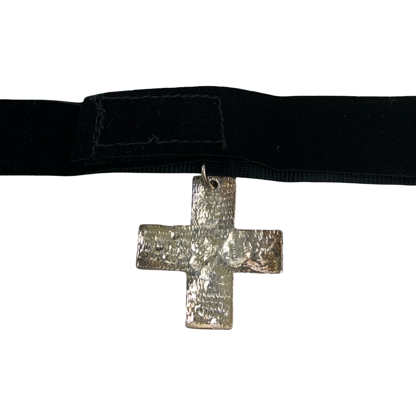Vintage Deadstock 90s Y2K Silver Cross Choker