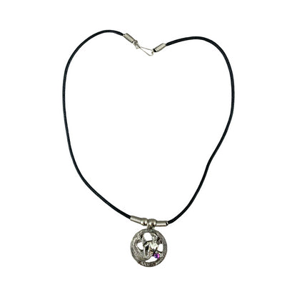 Vintage Deadstock 90s Y2K Pink Gem Aries Zodiac Symbol Thong Necklace