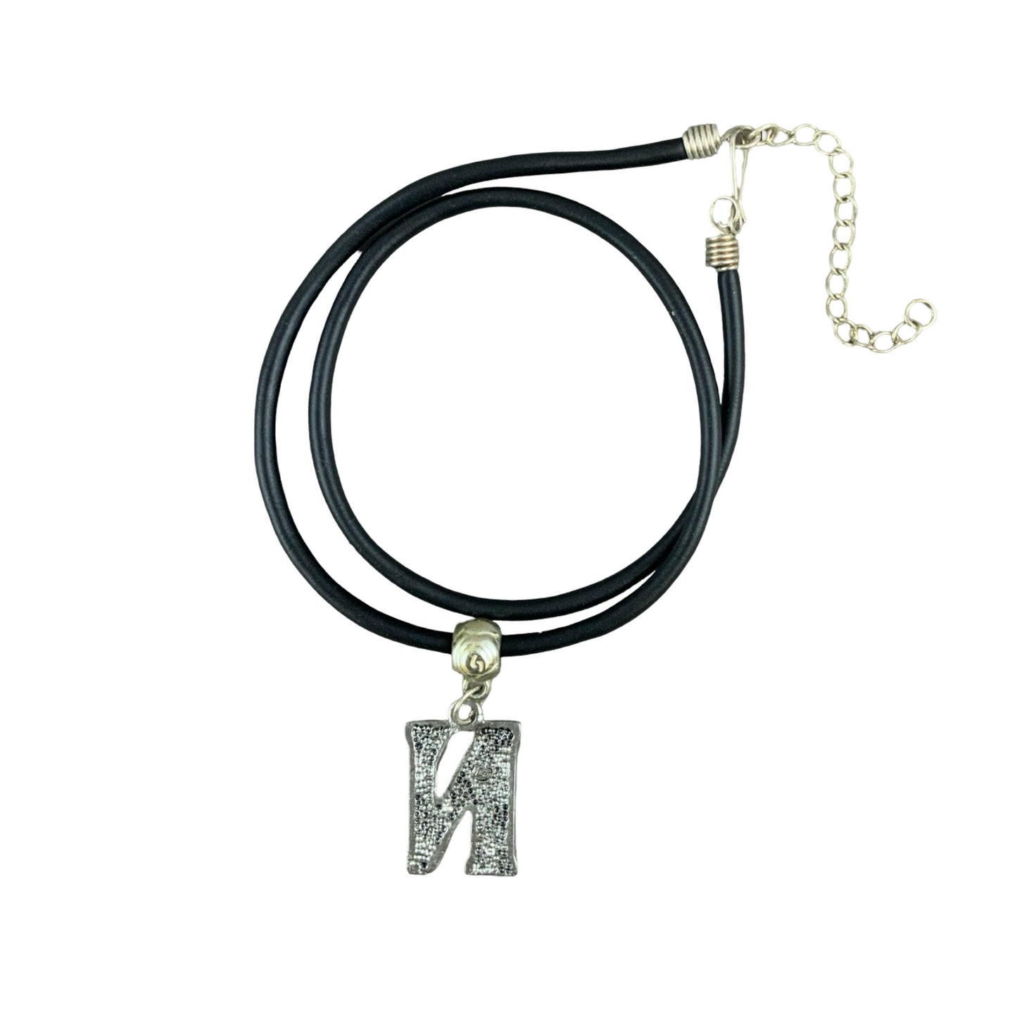 Vintage Deadstock 90s Y2K Orange Letter 'N' Initial Thong Necklace