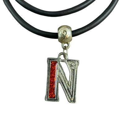 Vintage Deadstock 90s Y2K Orange Letter 'N' Initial Thong Necklace