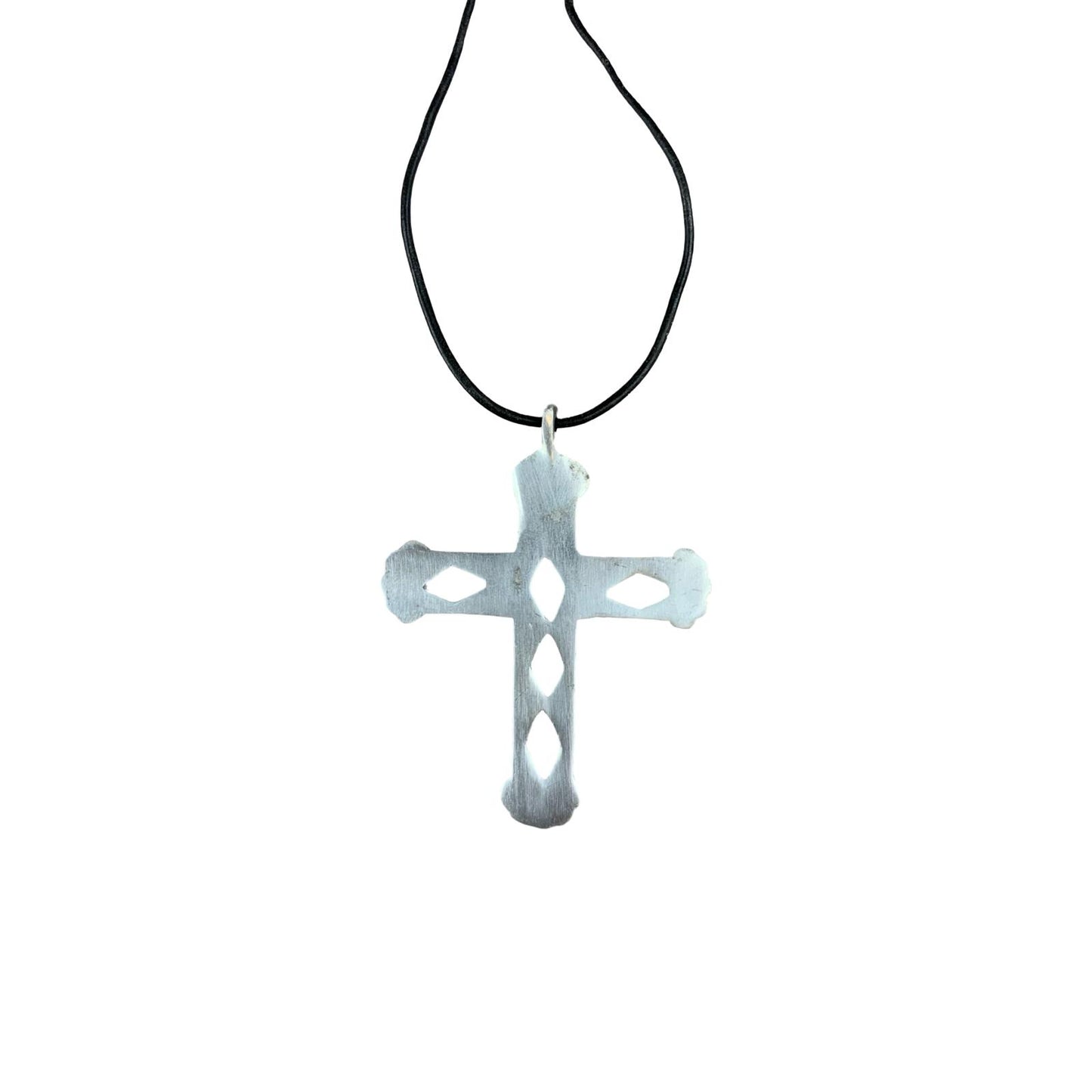 Vintage Deadstock 90s Y2K Large Metal Cross Crucifix Thong Necklace