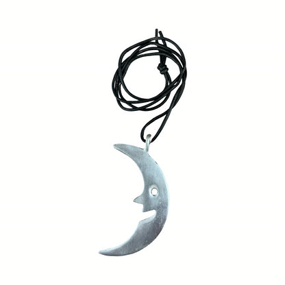 Vintage Deadstock 90s Y2K Large Metal Moon Celestial Thong Necklace