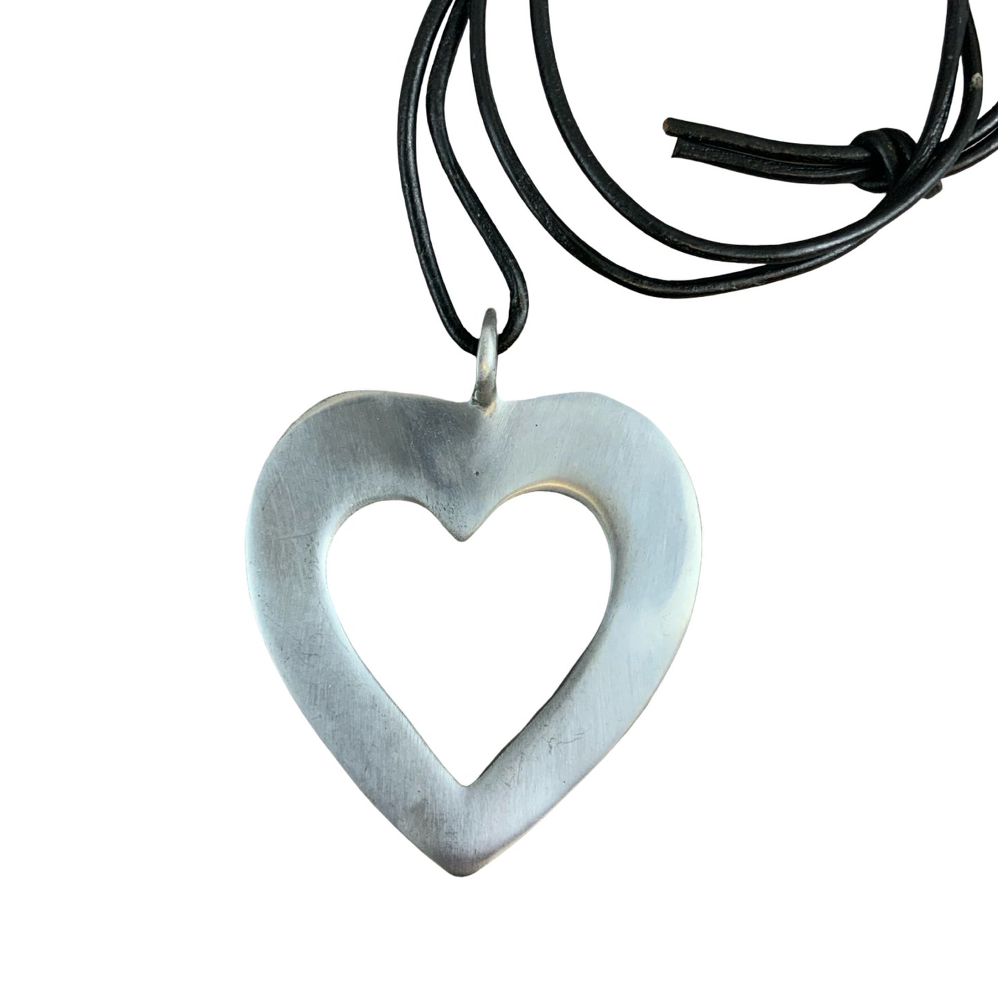 Vintage Deadstock 90s Y2K Large Metal Heart Shaped Thong Necklace