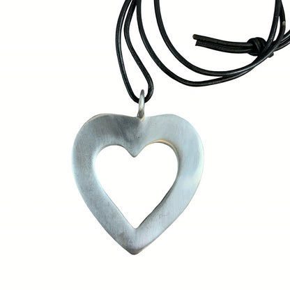 Vintage Deadstock 90s Y2K Large Metal Heart Shaped Thong Necklace